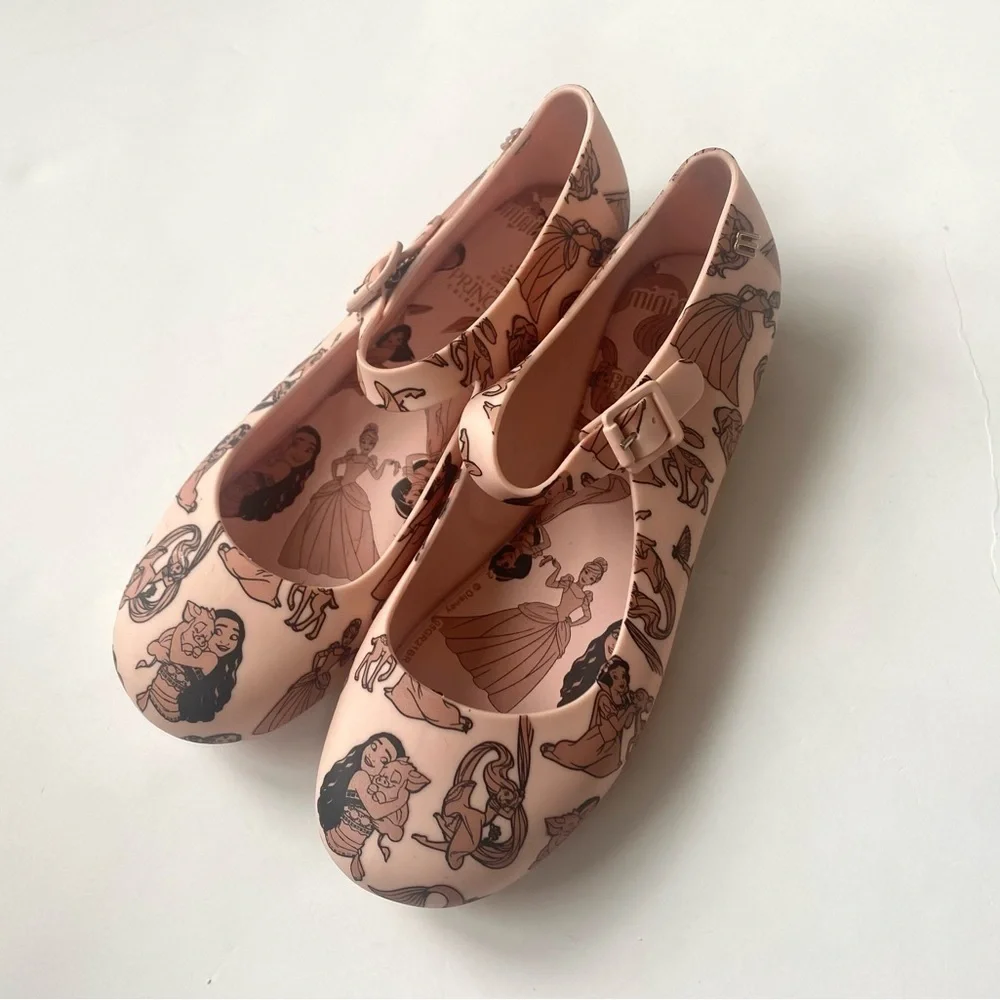 MINI MELISSA Disney Princess Mary Janes size 3. Cinderella,Moana,Ariel jasmine